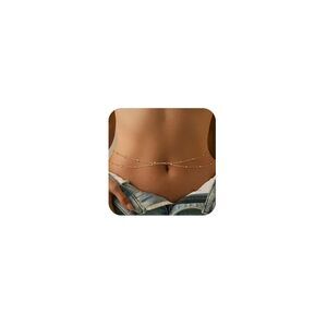 Waist Beads for Women, 14k Gold Plated Waist Chain Belt Dainty Belly